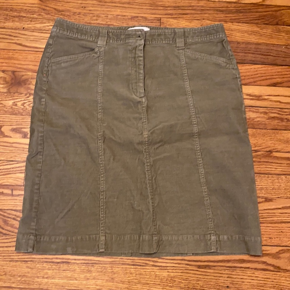 Talbots Olive Green Cotton Panel Skirt